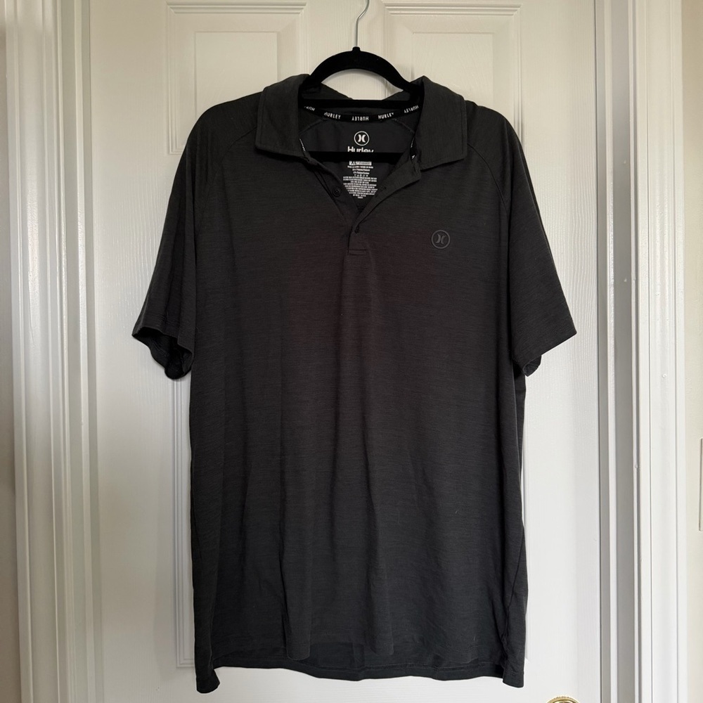 Men's Hurley Gray Black Short Sleeve Polo Shirt Size Extra Large